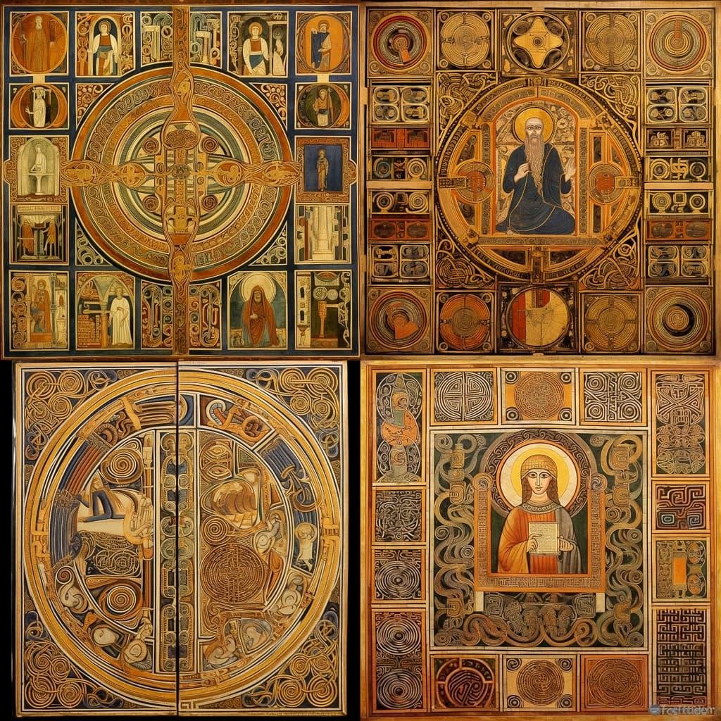 Book of Kells style, Midjourney V5.1, render 1 of 4