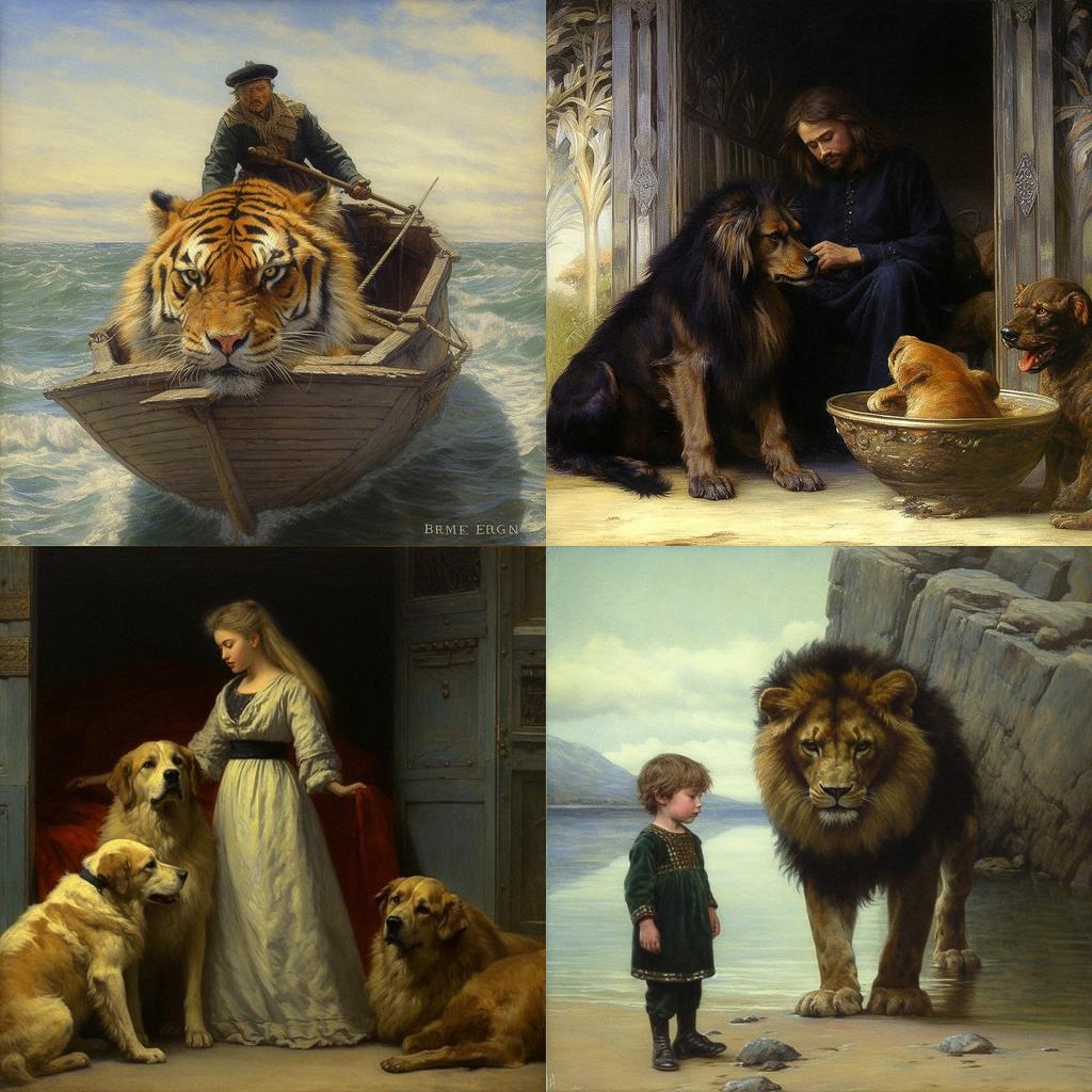 Briton Riviere style, Midjourney V5.1, render 1 of 4