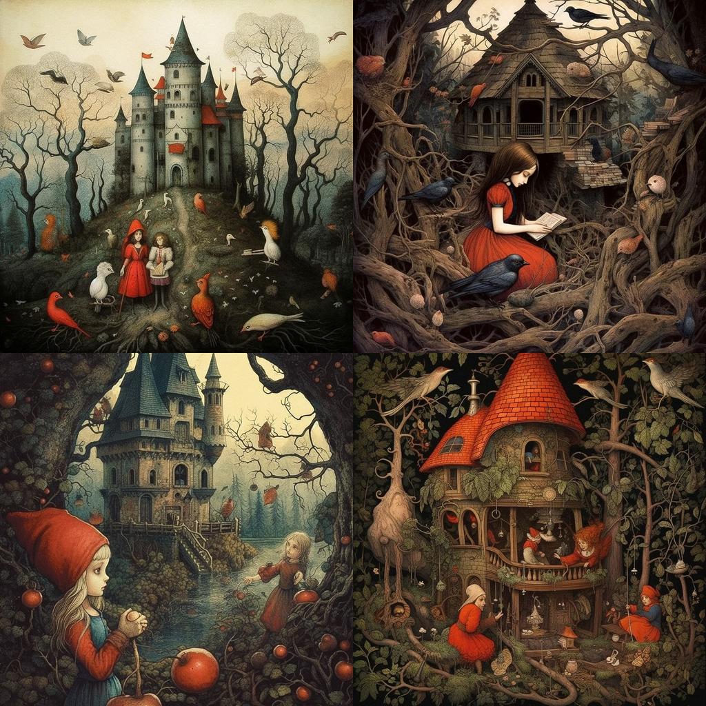 Brothers Grimm style, Midjourney V5.1, render 1 of 4