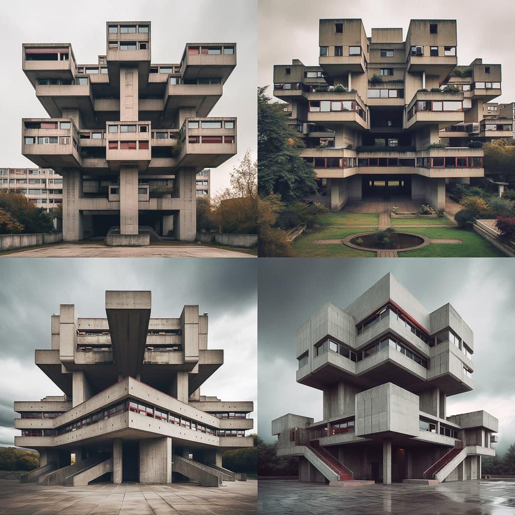 Brutalism style, Midjourney V5.1, render 1 of 4