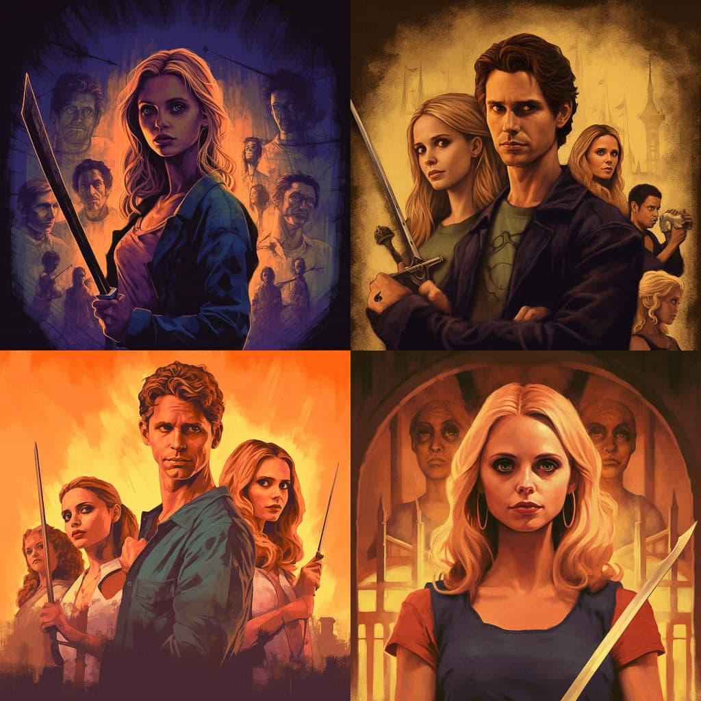 Buffy the Vampire Slayer style, Midjourney V5.1, render 1 of 4