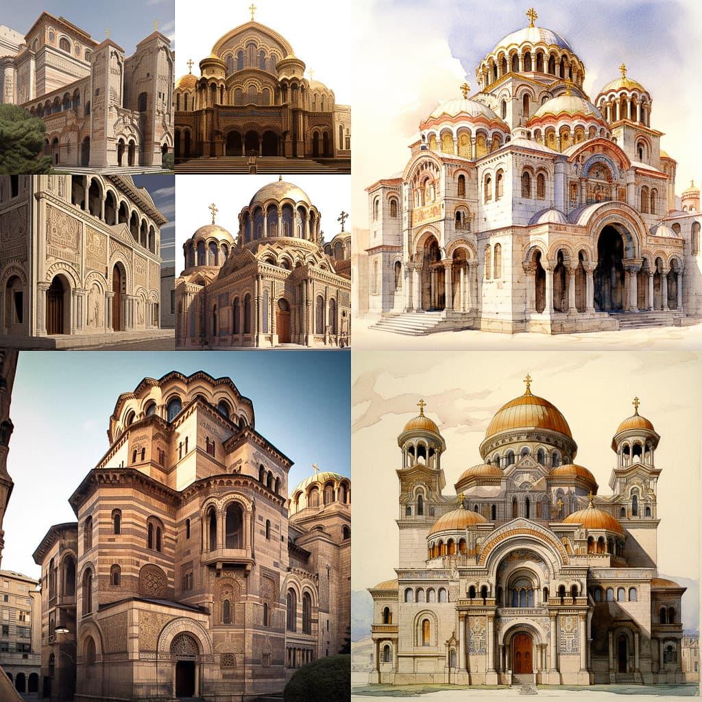 Byzantine architecture style, Midjourney V5.1, render 1 of 4