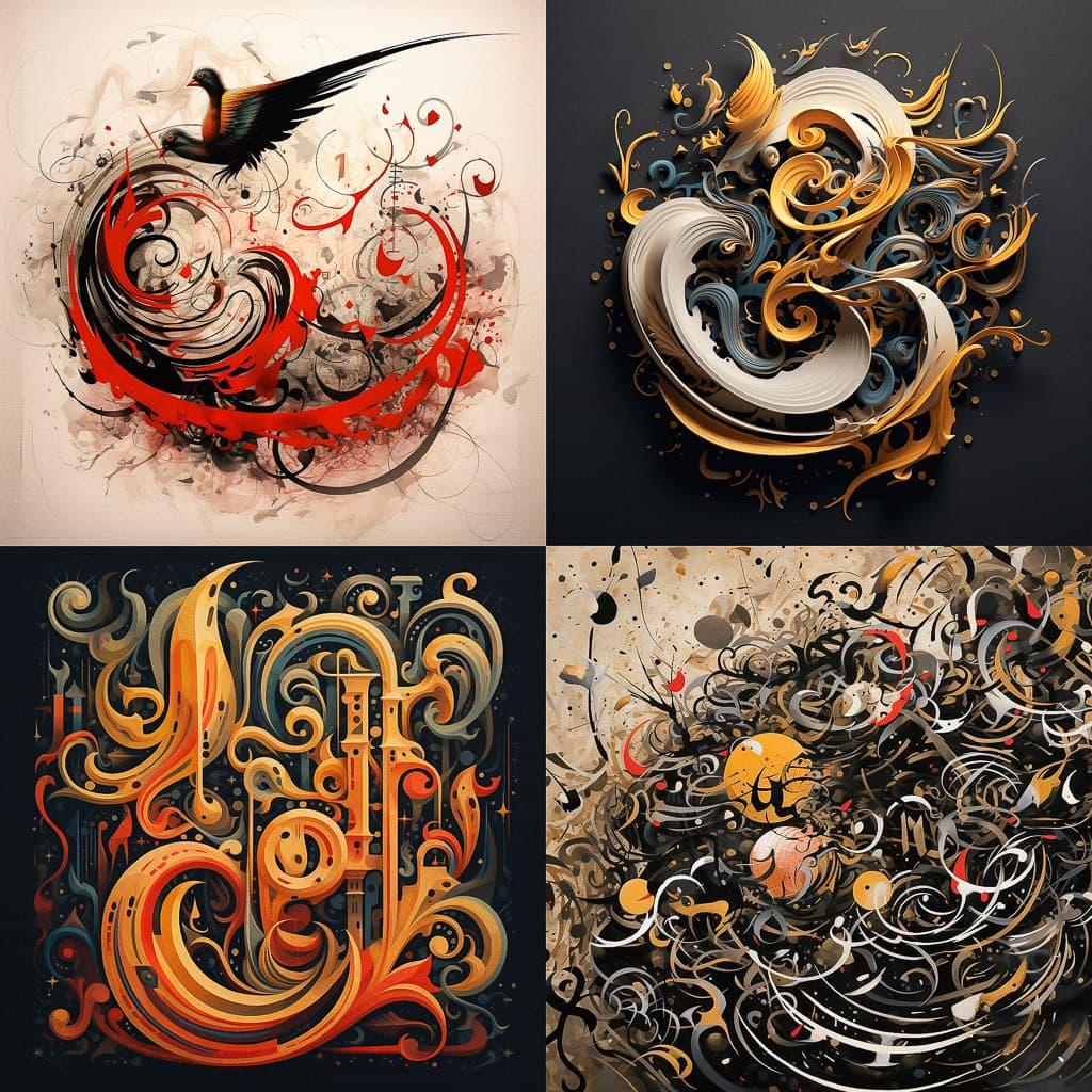 Calligraphy style, Midjourney V5.1, render 1 of 4