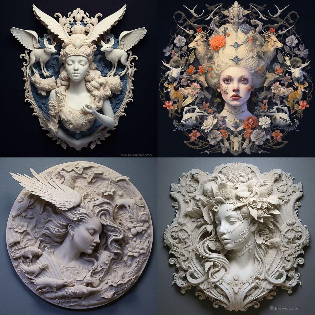 Cameo style, Midjourney V5.1, render 1 of 4