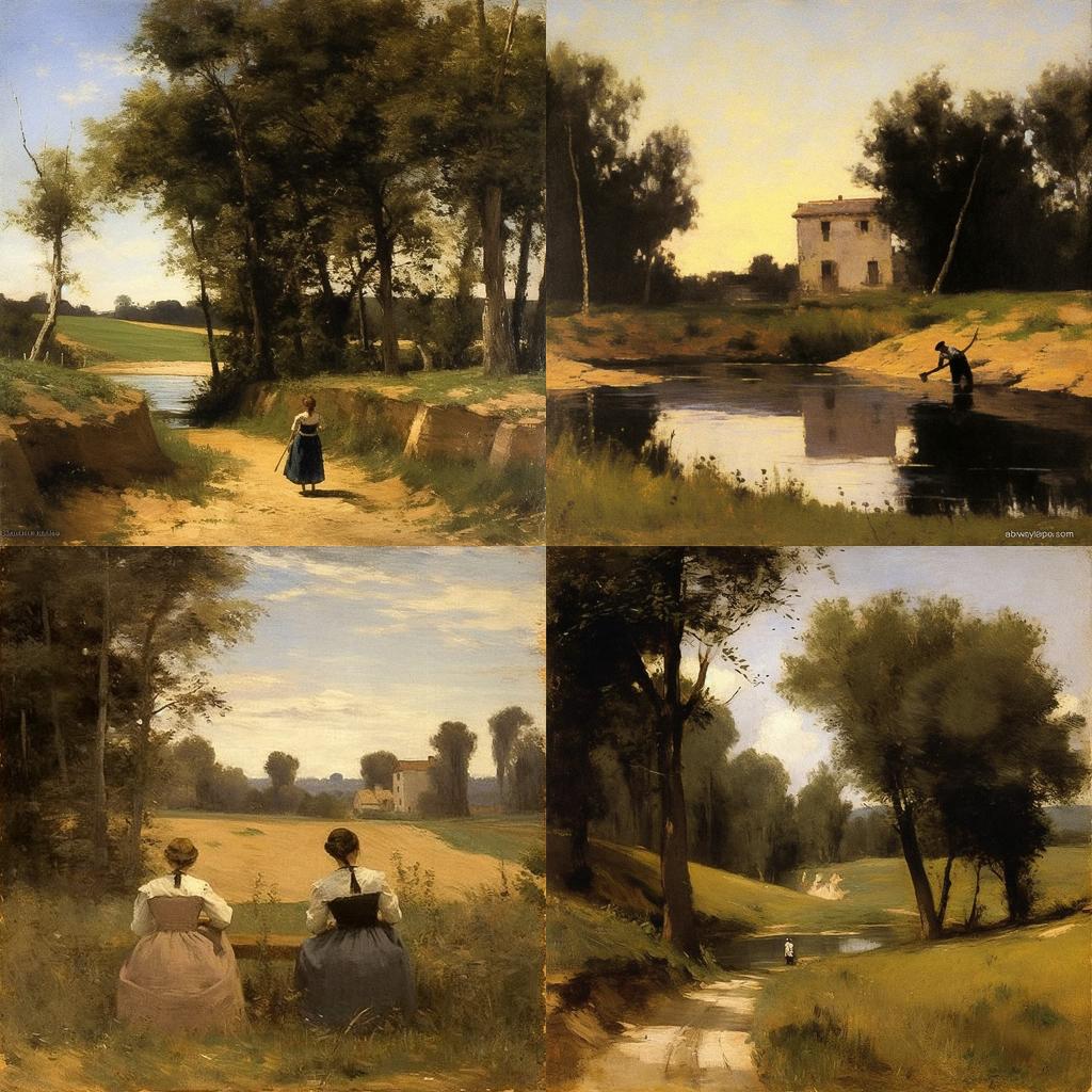 Camille Corot style, Midjourney V5.1, render 1 of 4