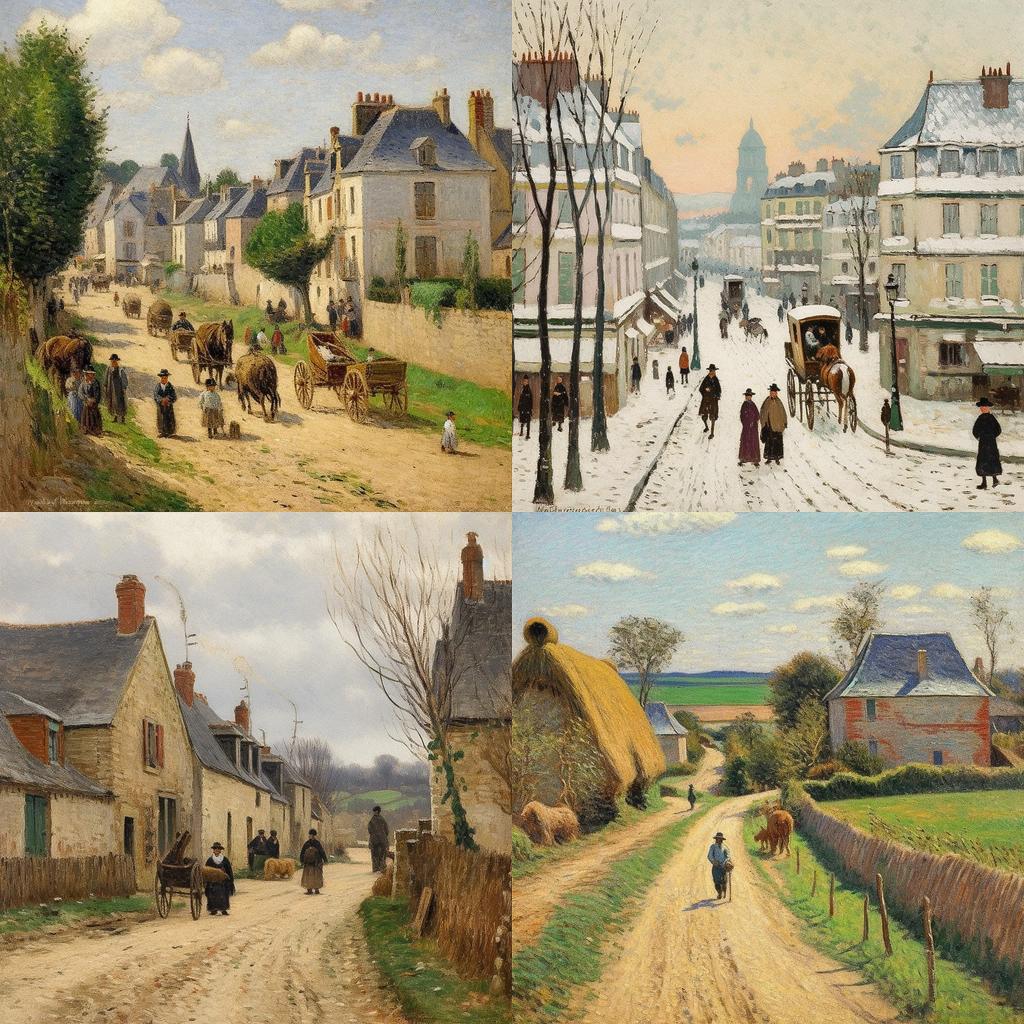 Camille Pissarro style, Midjourney V5.1, render 1 of 4