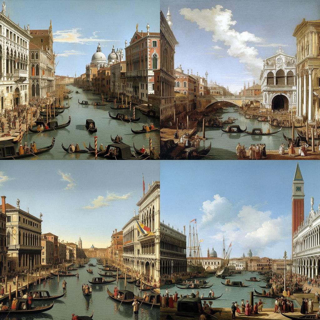Canaletto style, Midjourney V5.1, render 1 of 4