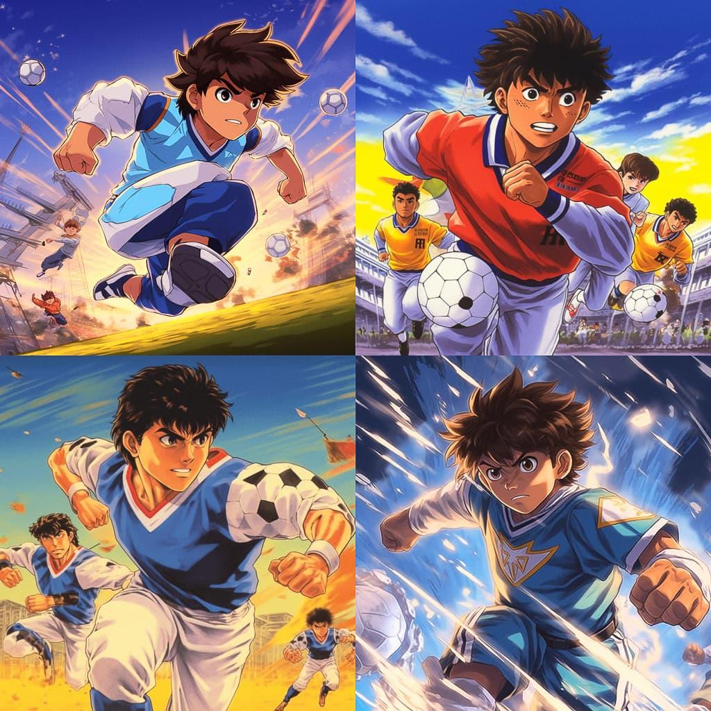 Captain Tsubasa style, Midjourney V5.1, render 1 of 4