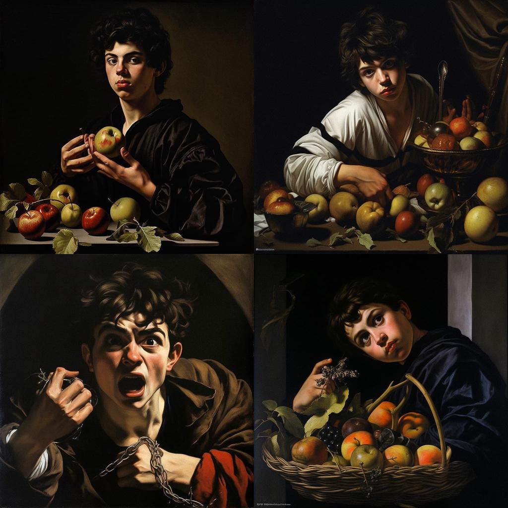 Caravaggio style, Midjourney V5.1, render 1 of 4