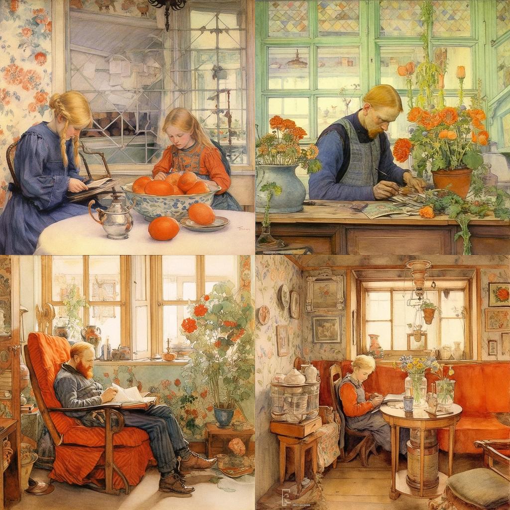 Carl Larsson style, Midjourney V5.1, render 1 of 4
