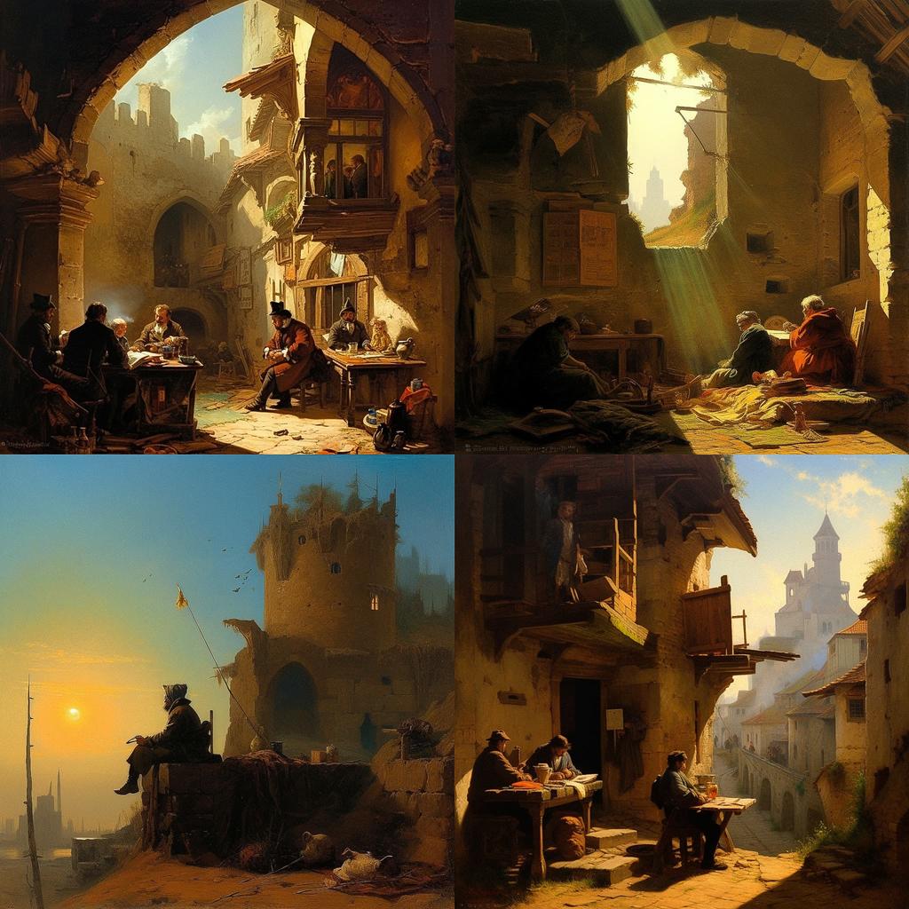 Carl Spitzweg style, Midjourney V5.1, render 1 of 4