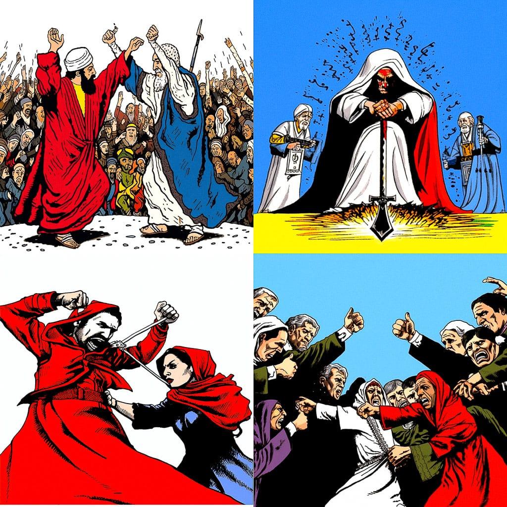 Carlos Latuff style, Midjourney V5.1, render 1 of 4