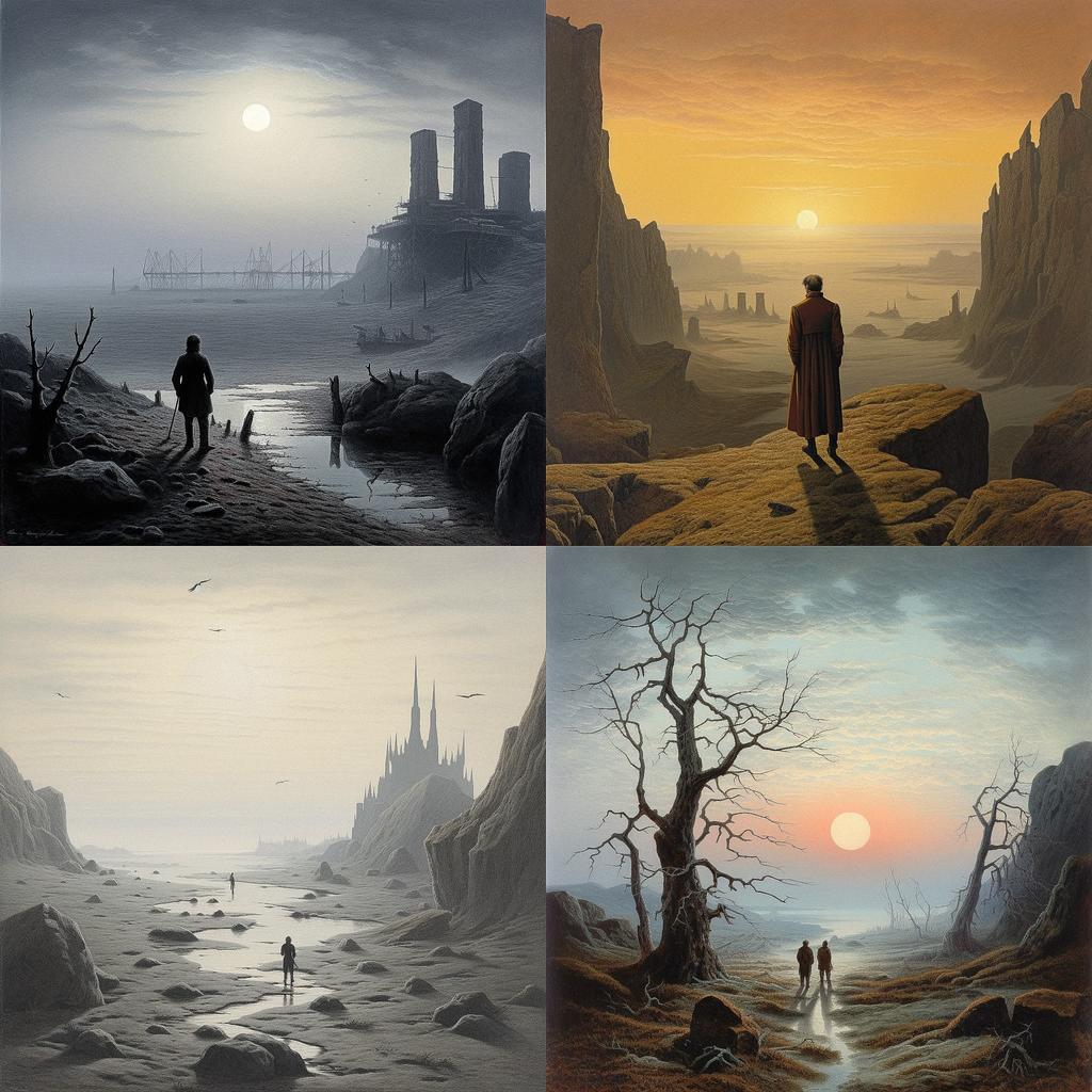 Caspar David Friedrich style, Midjourney V5.1, render 1 of 4