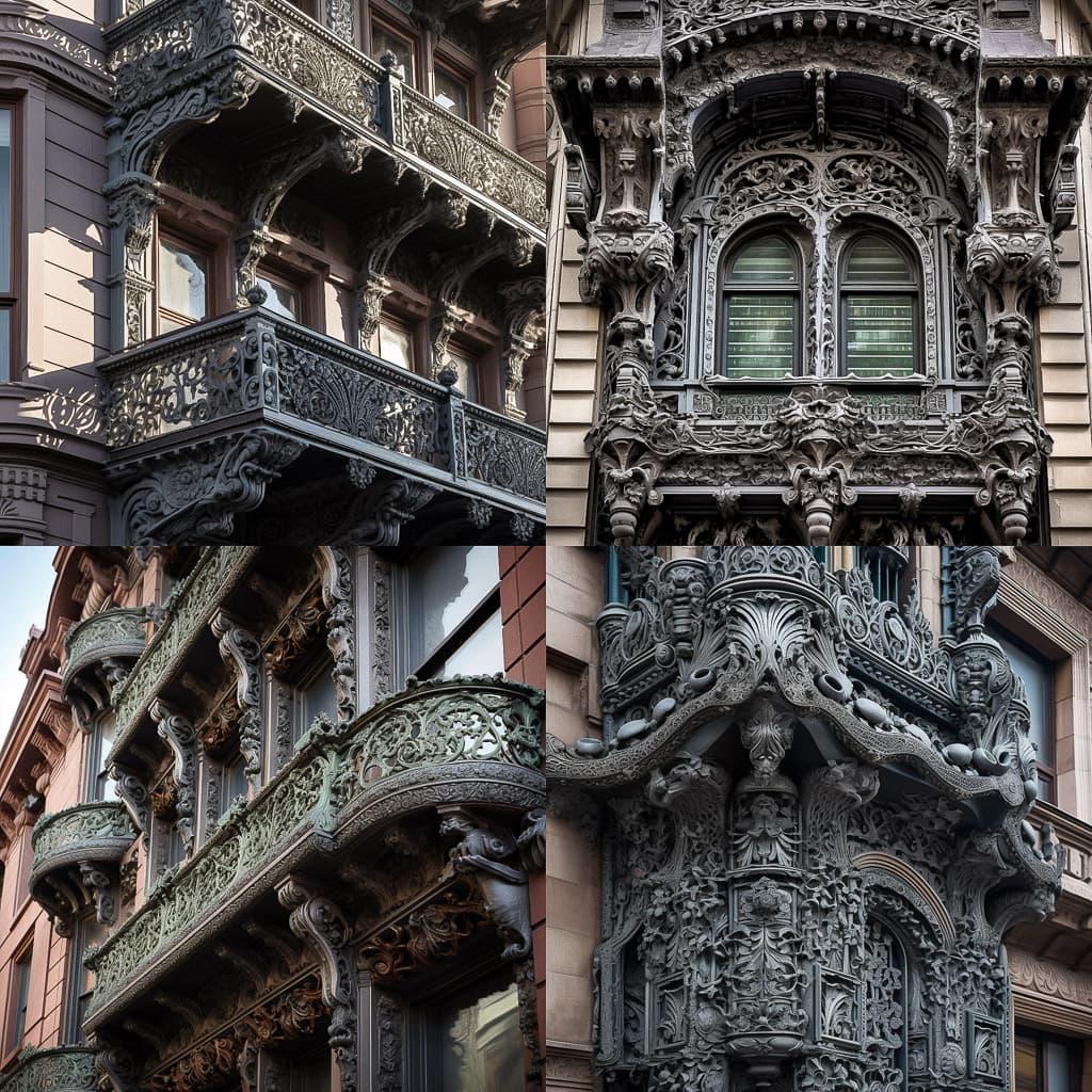 Cast-iron architecture style, Midjourney V5.1, render 1 of 4