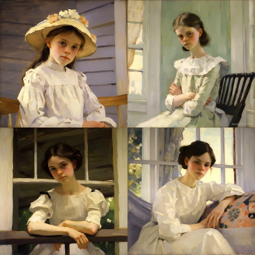 Cecilia Beaux style, Midjourney V5.1, render 1 of 4