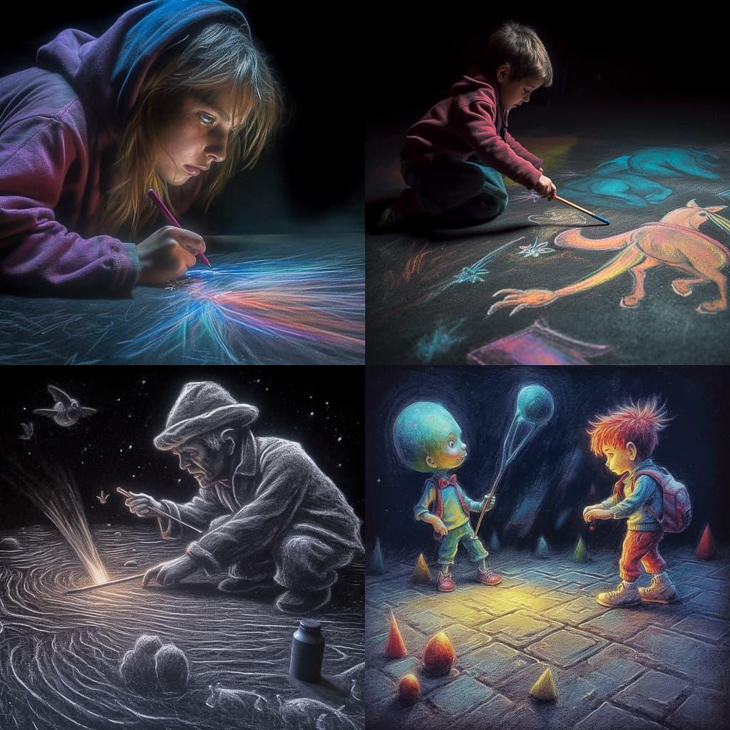 Chalk drawing style, Midjourney V5.1, render 1 of 4