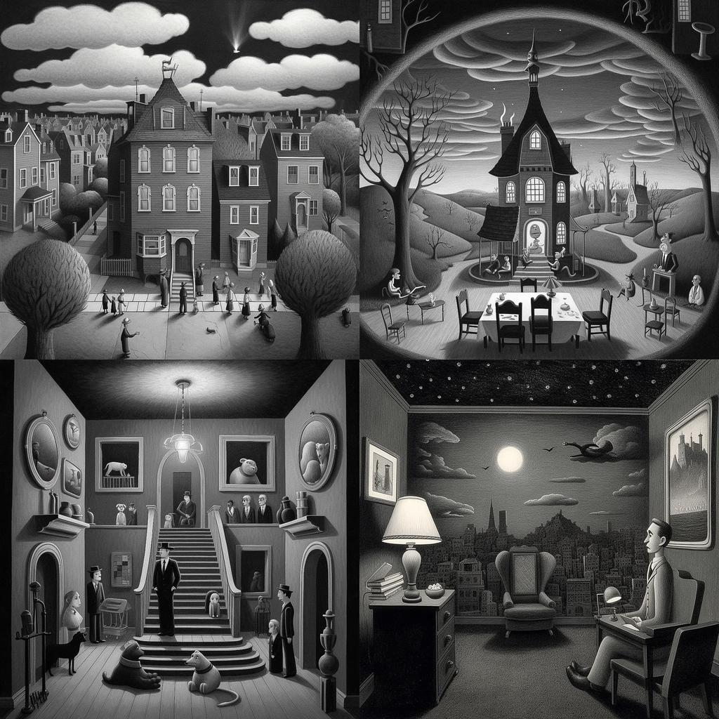 Charles Addams style, Midjourney V5.1, render 1 of 4