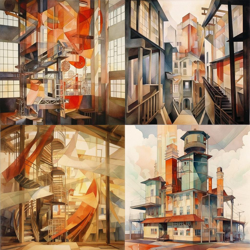 Charles Demuth style, Midjourney V5.1, render 1 of 4