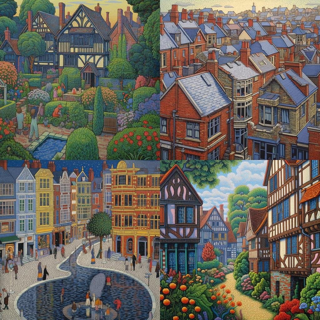 Charles Ginner style, Midjourney V5.1, render 1 of 4