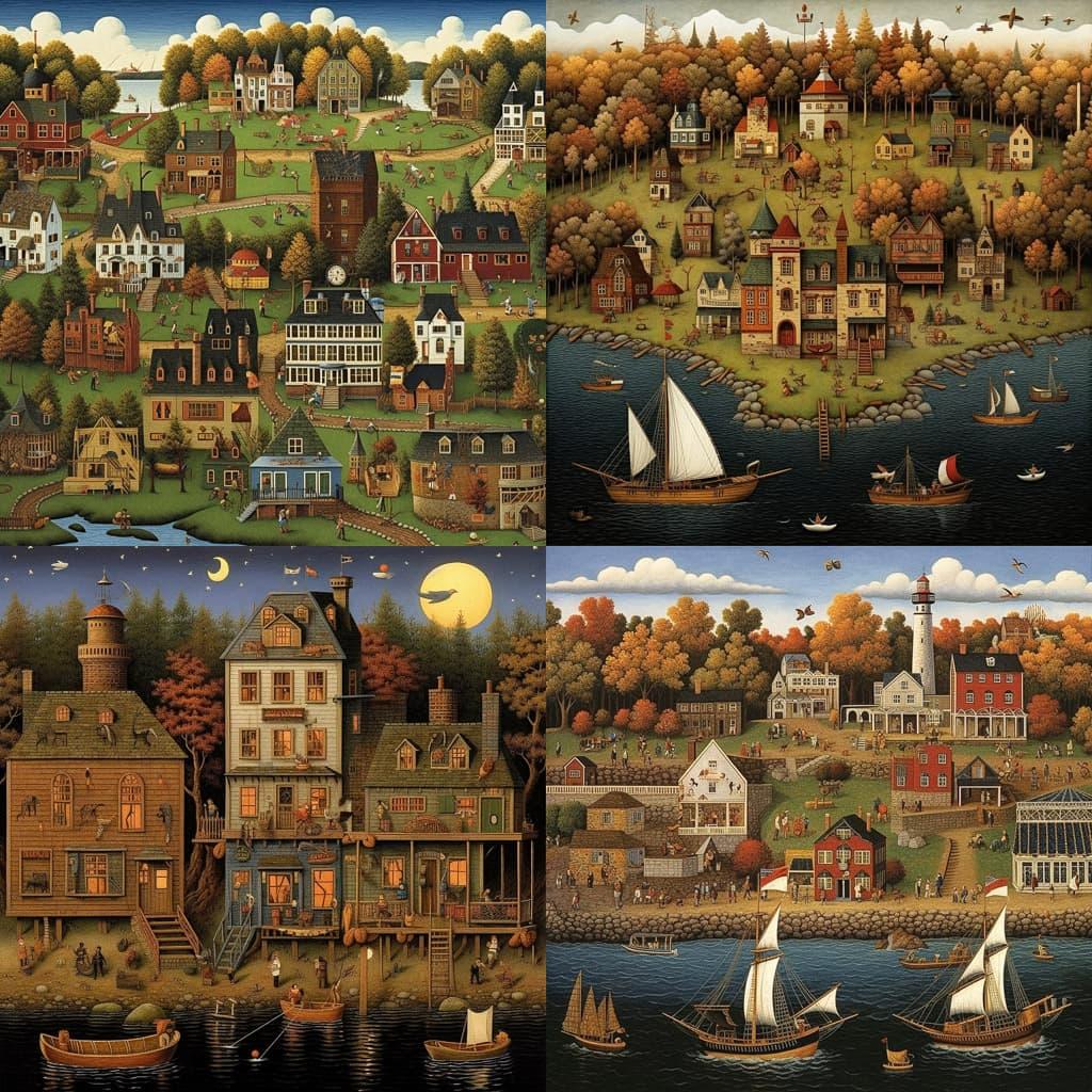 Charles Wysocki style, Midjourney V5.1, render 1 of 4