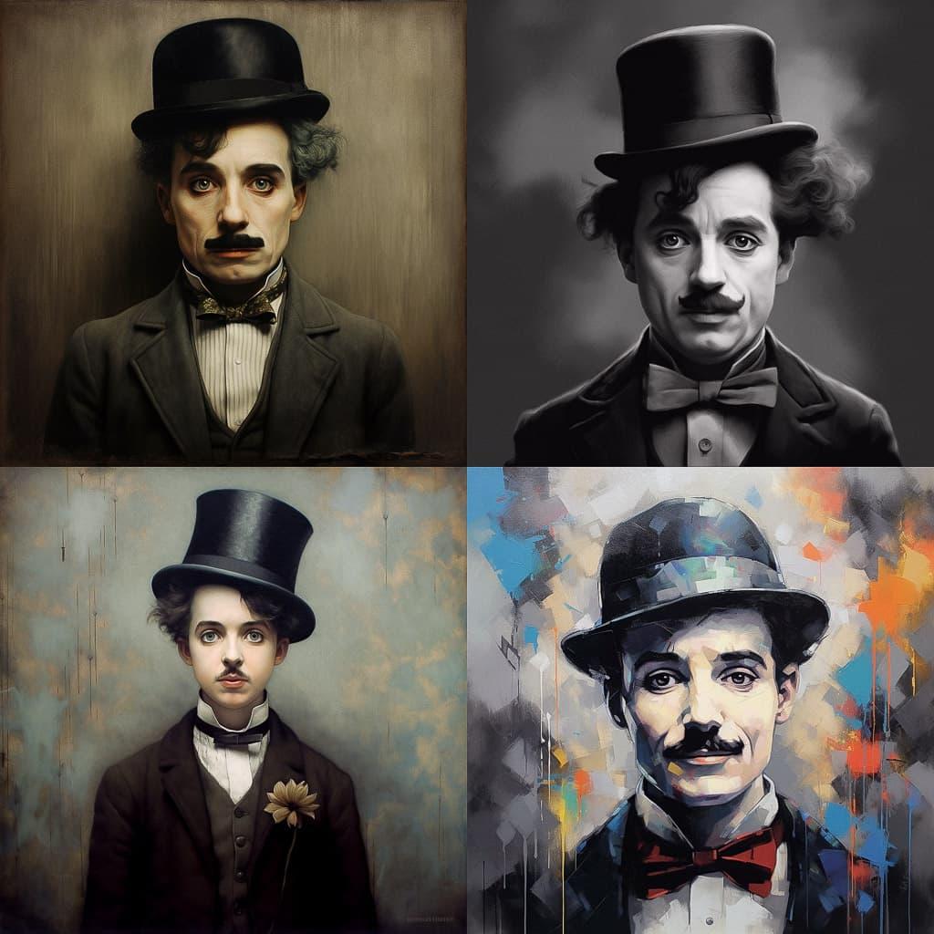 Charlie Chaplin style, Midjourney V5.1, render 1 of 4