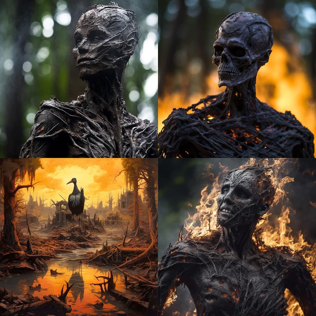 Charred style, Midjourney V5.1, render 1 of 4