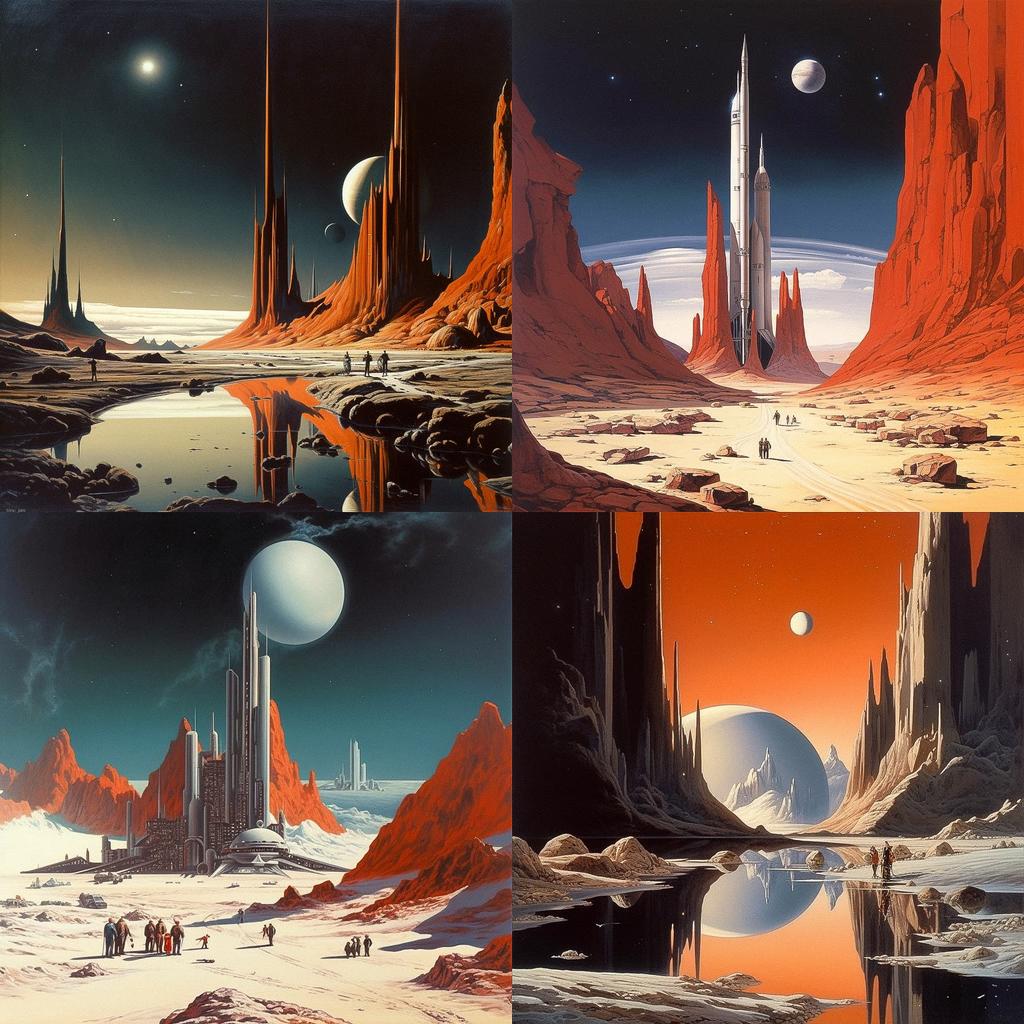 Chesley Bonestell style, Midjourney V5.1, render 1 of 4