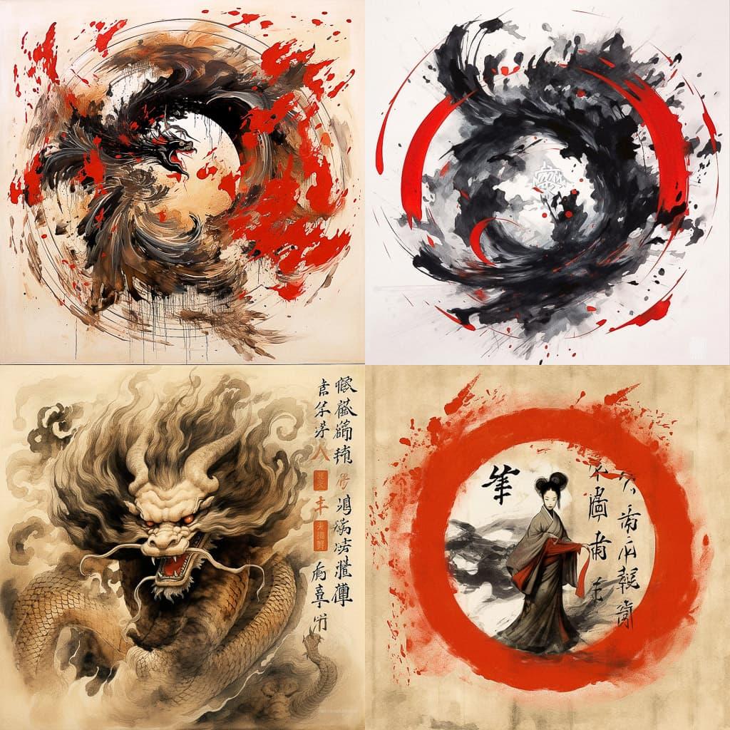 Chinese calligraphy style, Midjourney V5.1, render 1 of 4