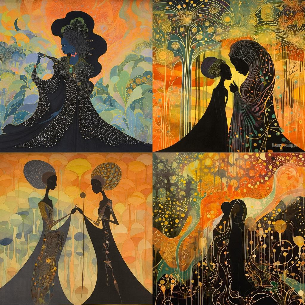 Chris Ofili style, Midjourney V5.1, render 1 of 4