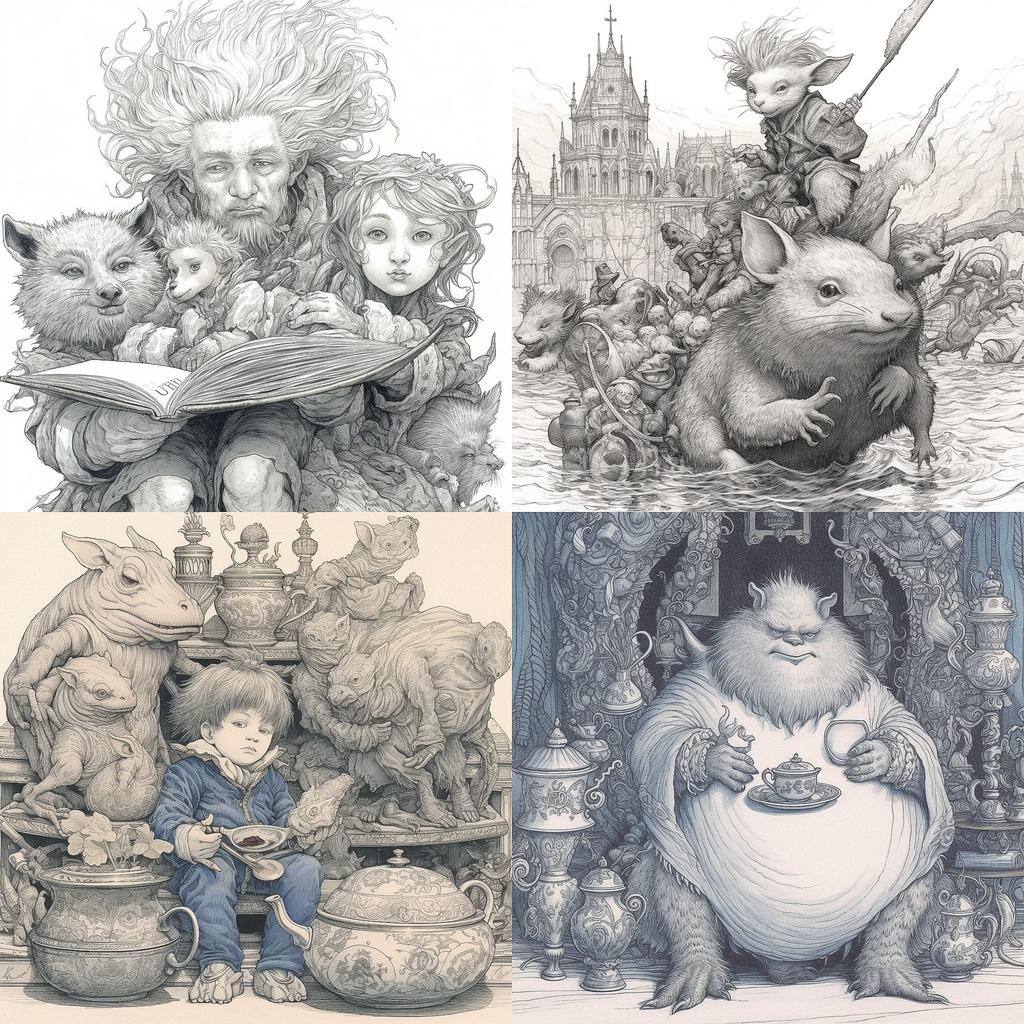 Chris Riddell style, Midjourney V5.1, render 1 of 4