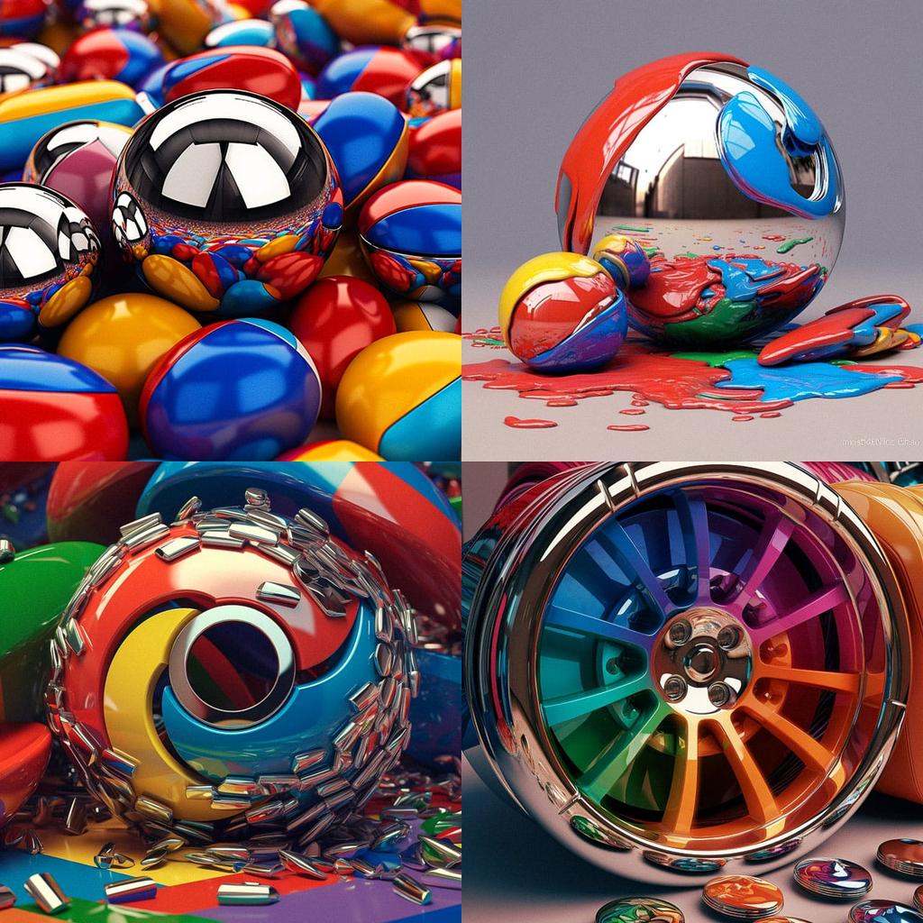 Chrome colors style, Midjourney V5.1, render 1 of 4
