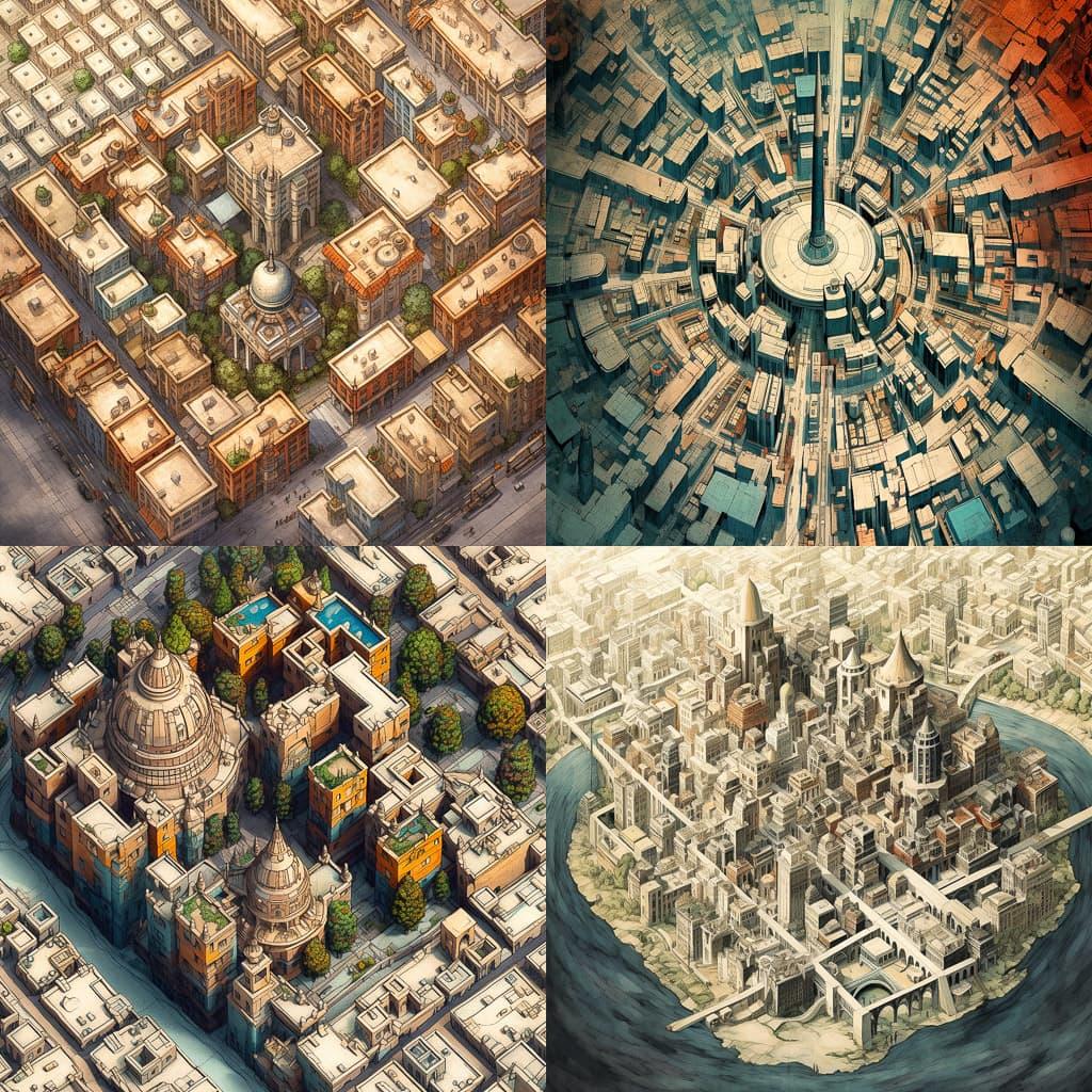 City plan style, Midjourney V5.1, render 1 of 4