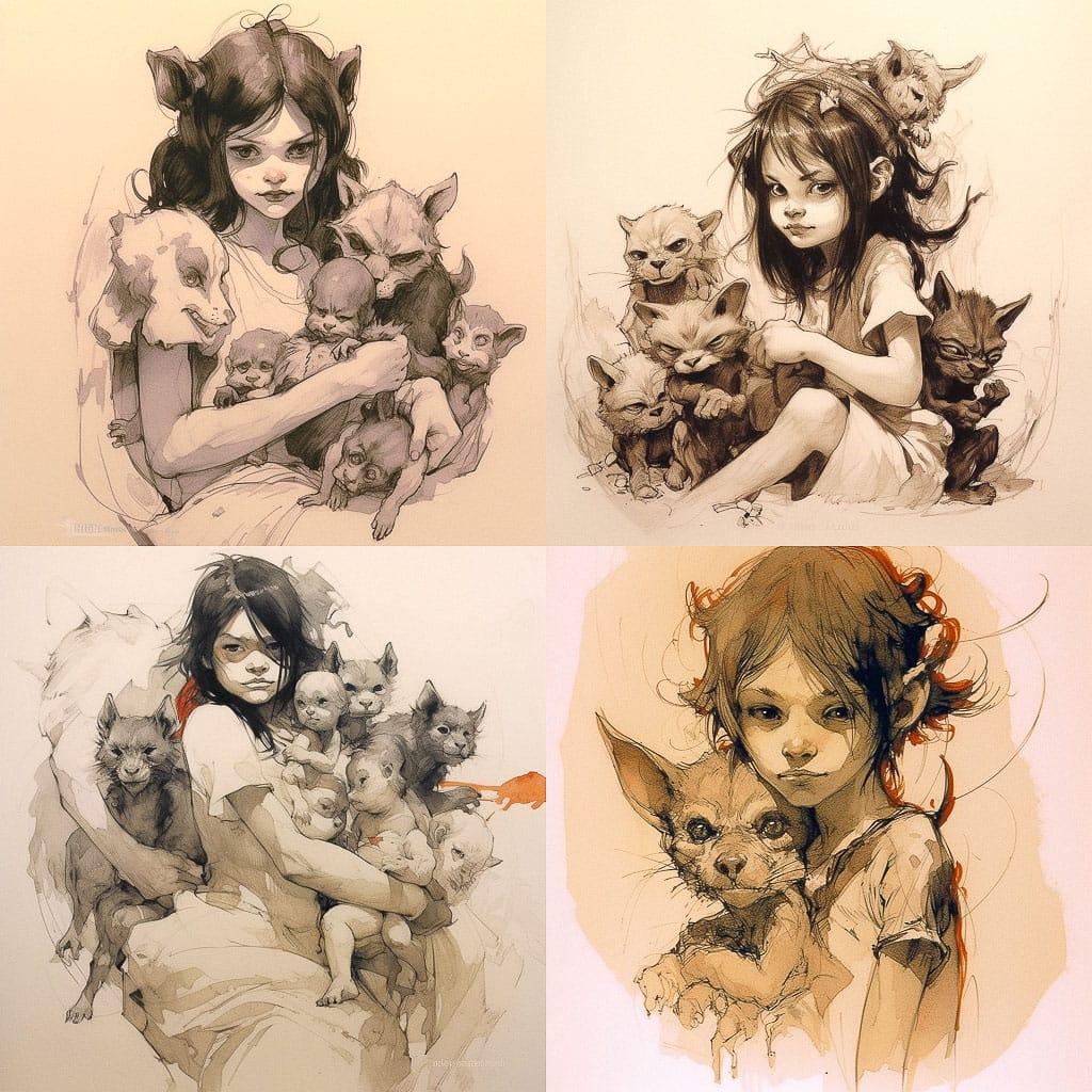 Claire Wendling style, Midjourney V5.1, render 1 of 4