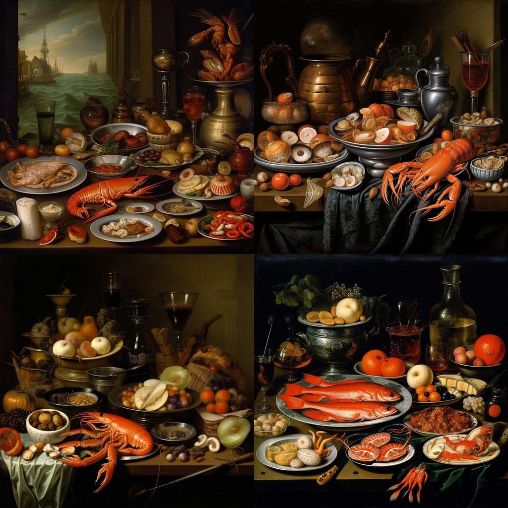Clara Peeters style, Midjourney V5.1, render 1 of 4