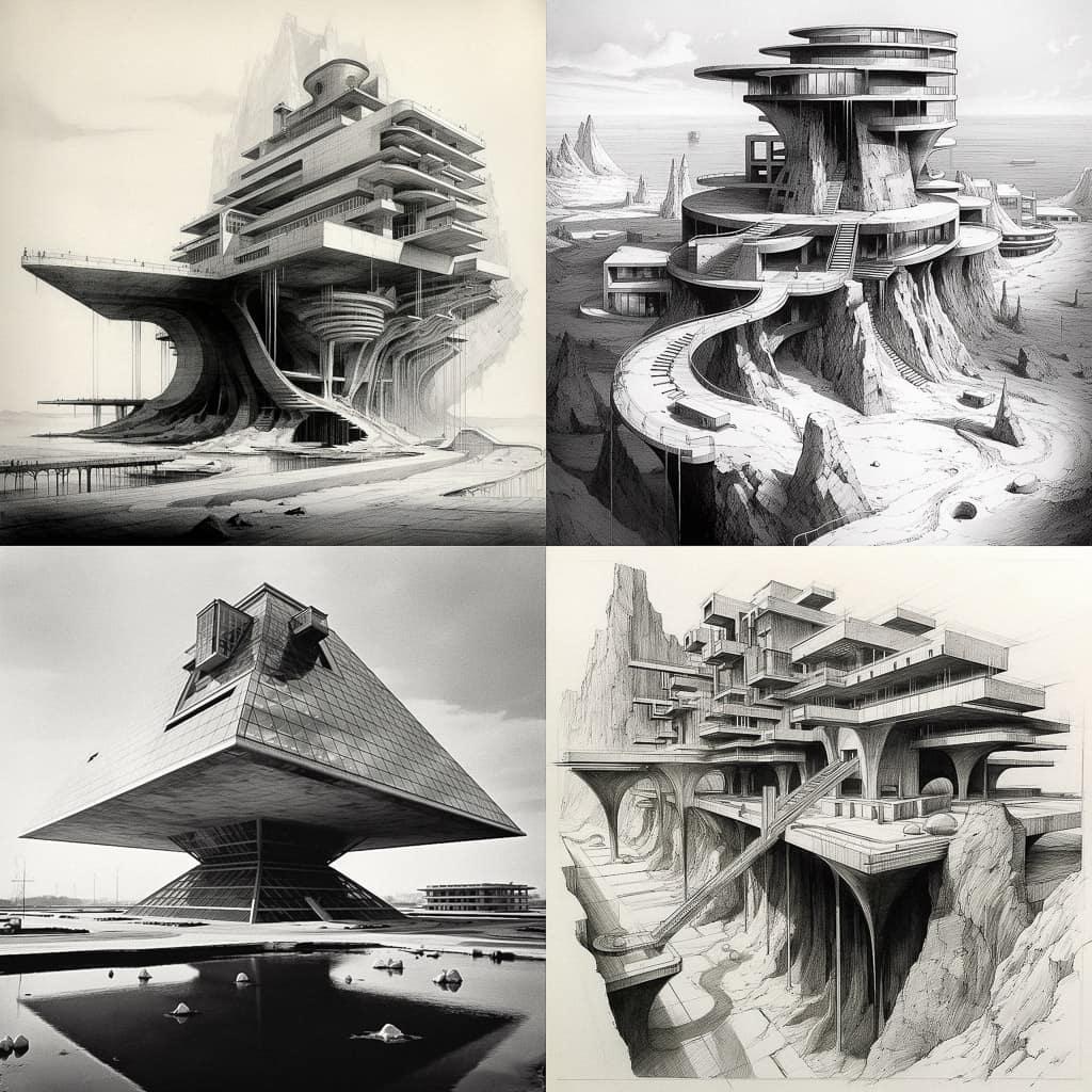 Claude Parent style, Midjourney V5.1, render 1 of 4