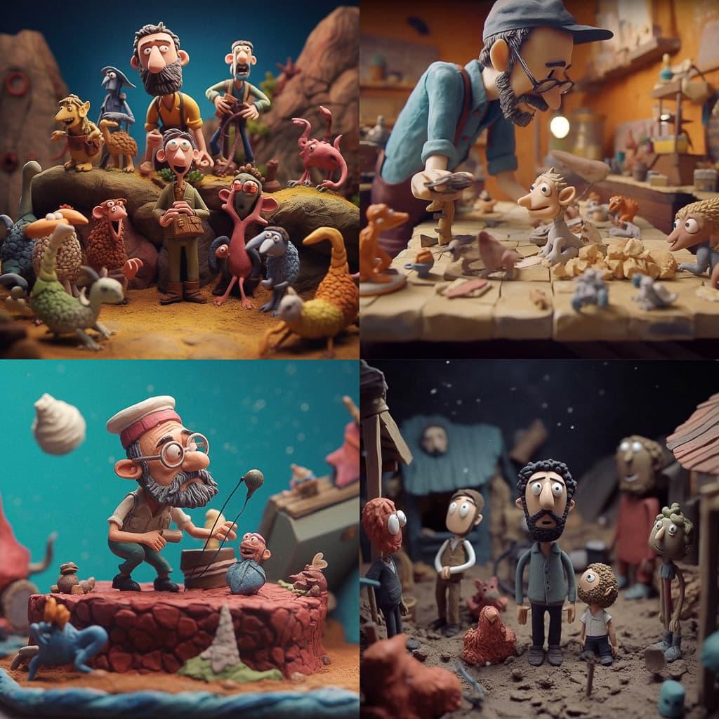 Claymation style, Midjourney V5.1, render 1 of 4