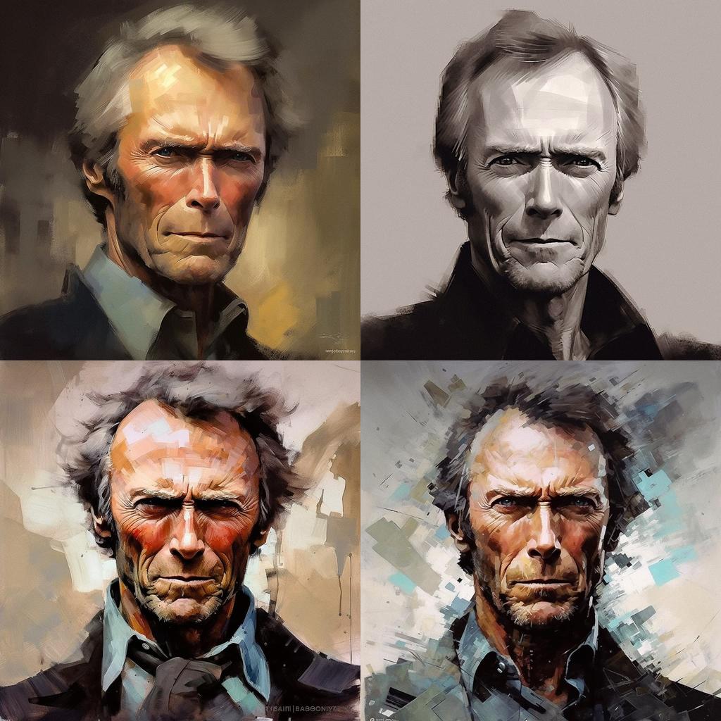 Clint Eastwood style, Midjourney V5.1, render 1 of 4