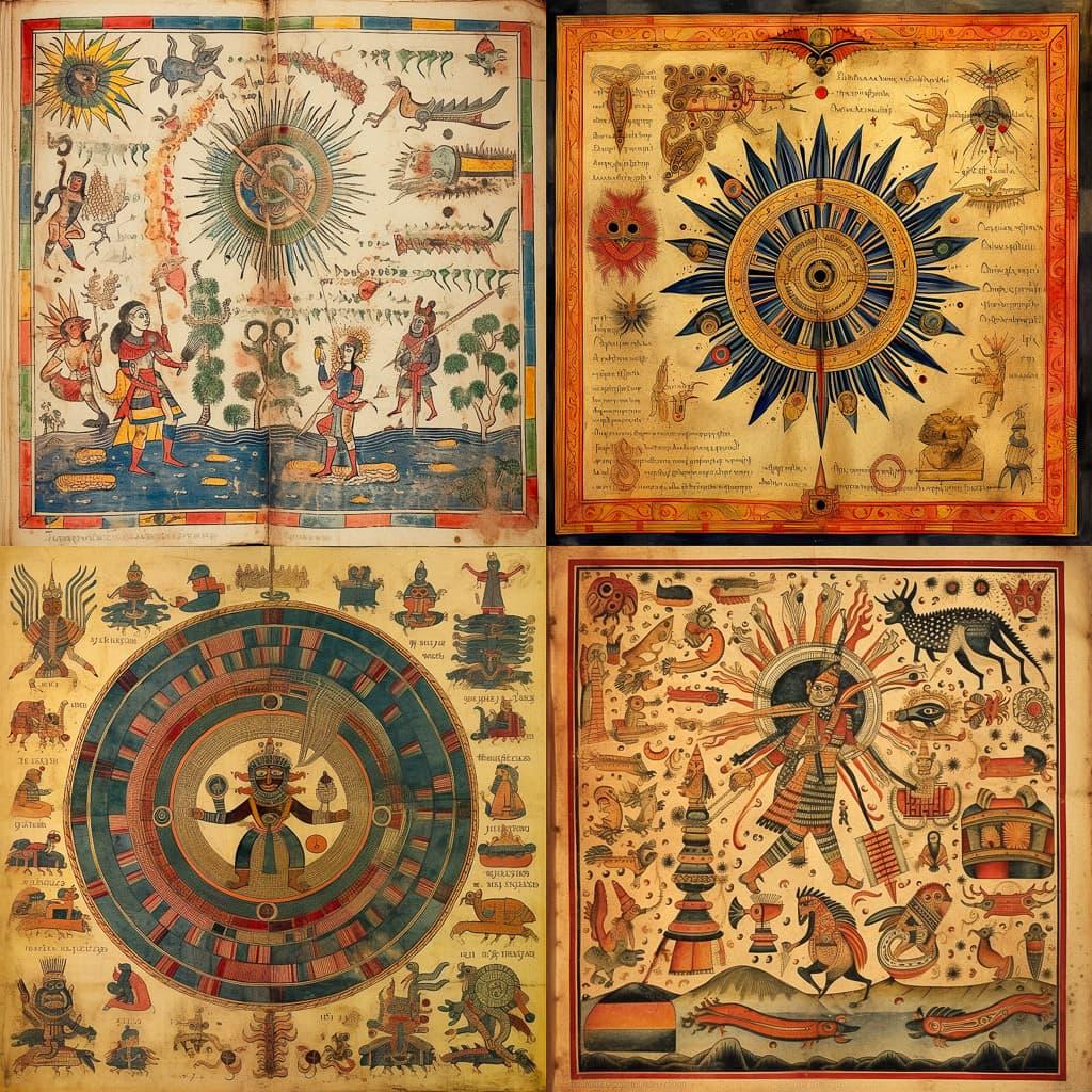 Codex Mendoza style, Midjourney V5.1, render 1 of 4