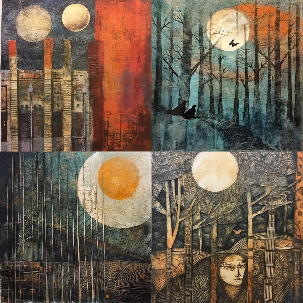 Collagraph style, Midjourney V5.1, render 1 of 4