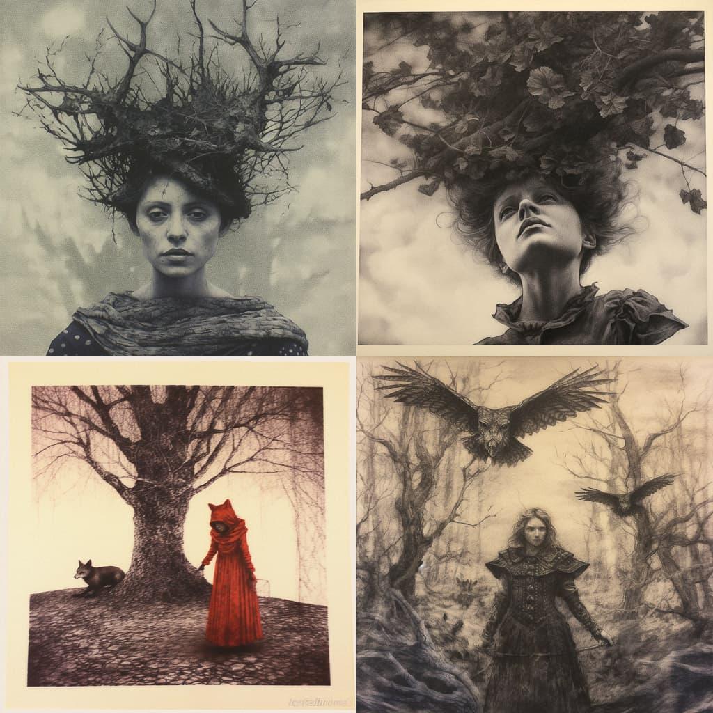 Collotype print style, Midjourney V5.1, render 1 of 4