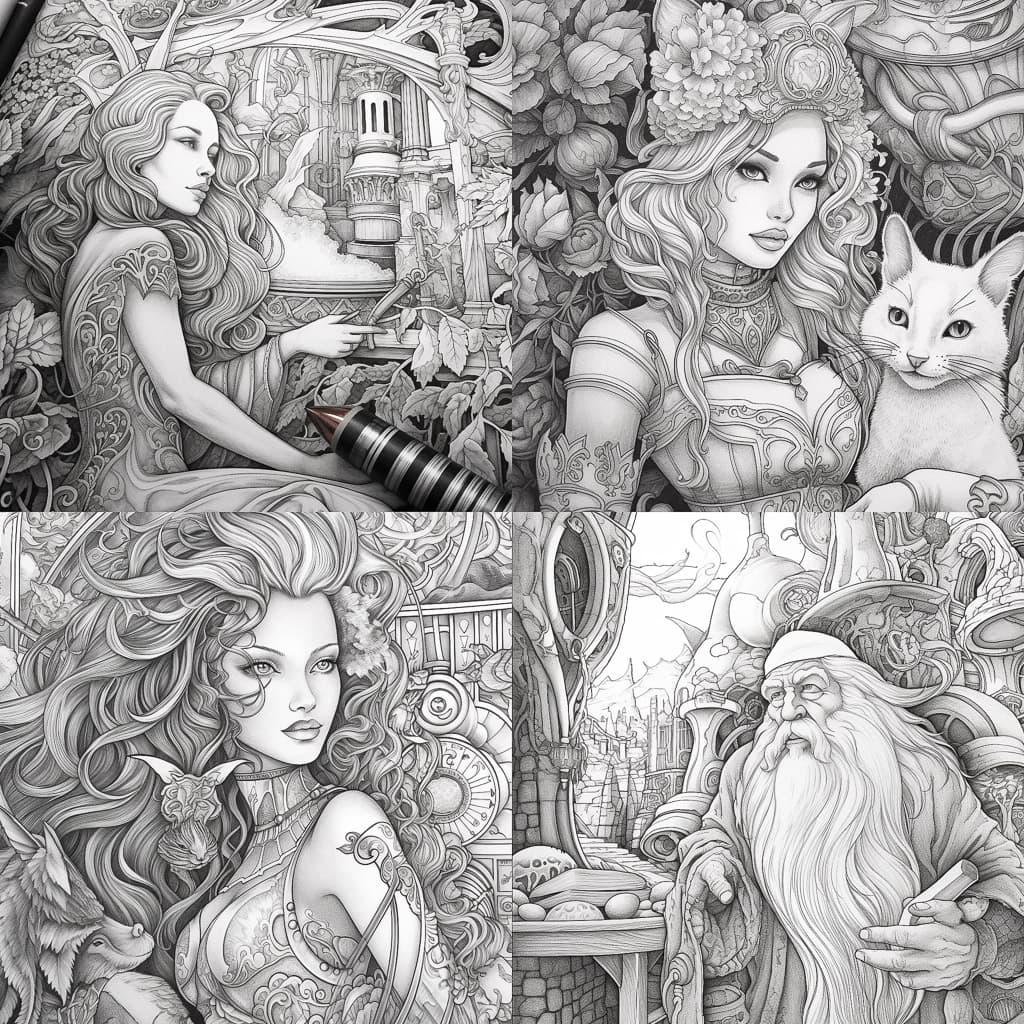 Coloring book page style, Midjourney V5.1, render 1 of 4