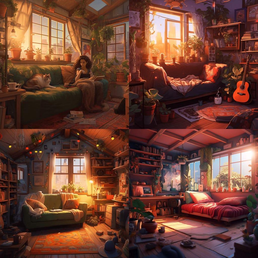 Comfy atmosphere style, Midjourney V5.1, render 1 of 4