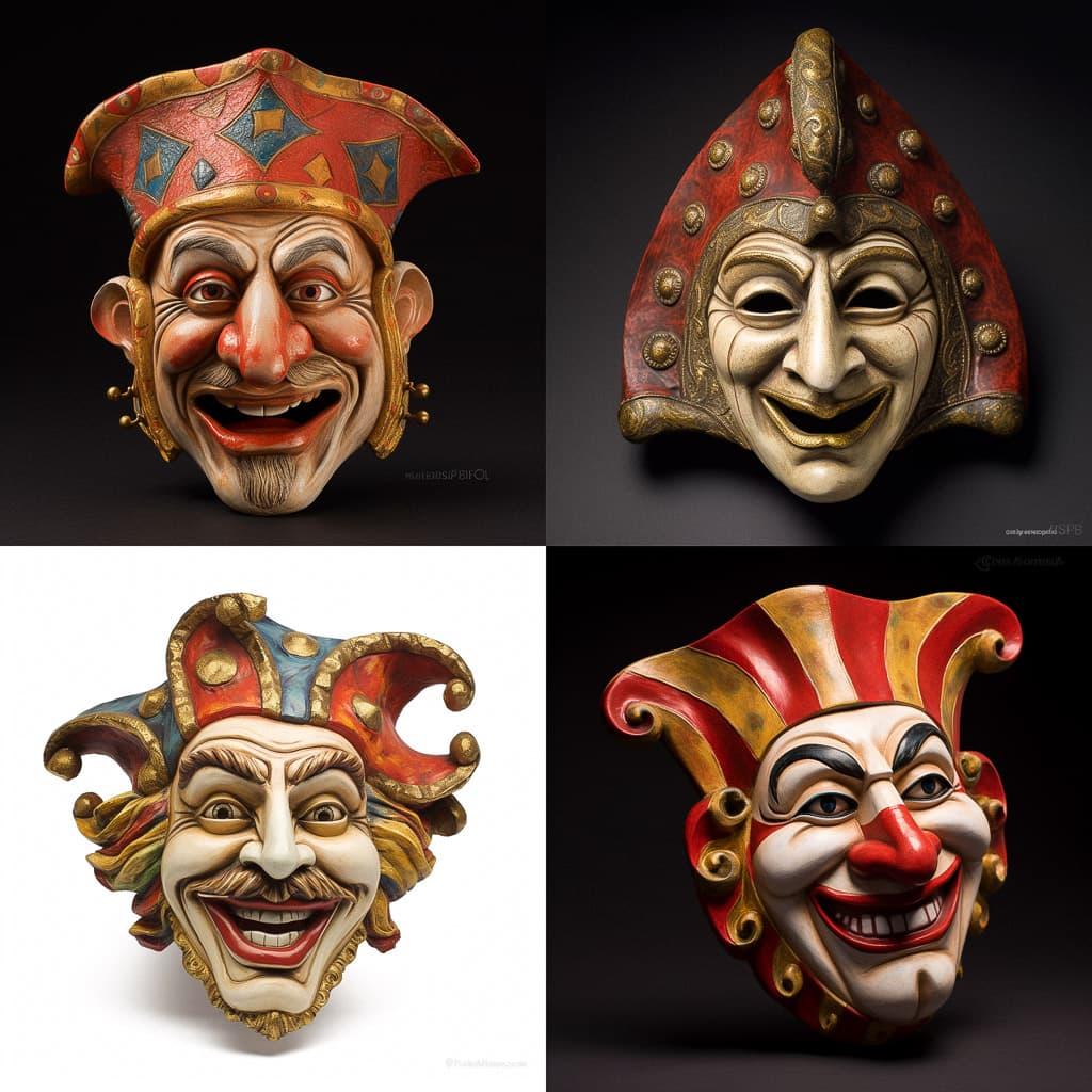 Commedia dell'Arte mask style, Midjourney V5.1, render 1 of 4