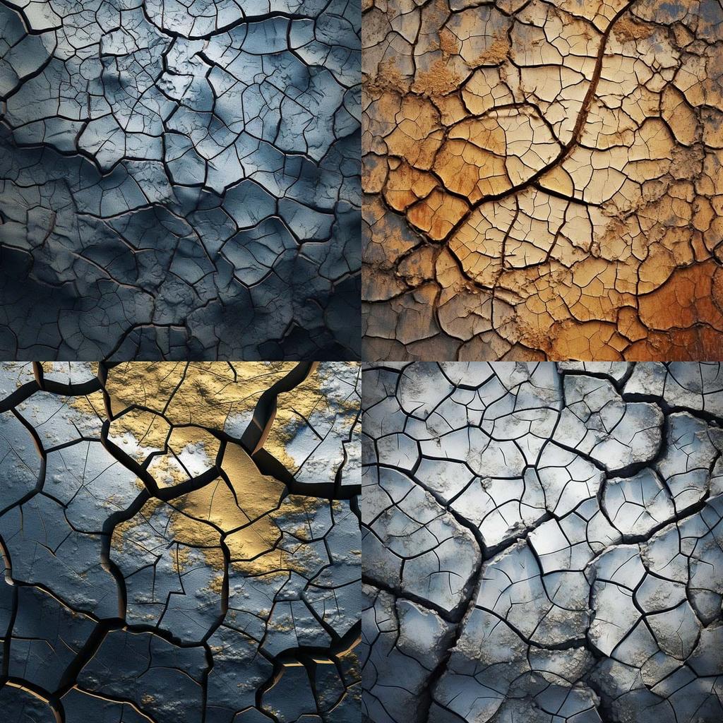 Cracked surface style, Midjourney V5.1, render 1 of 4