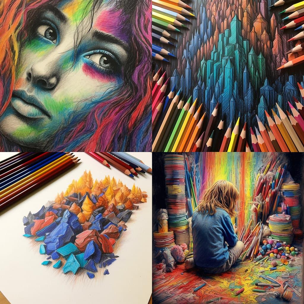 Crayon drawing style, Midjourney V5.1, render 1 of 4
