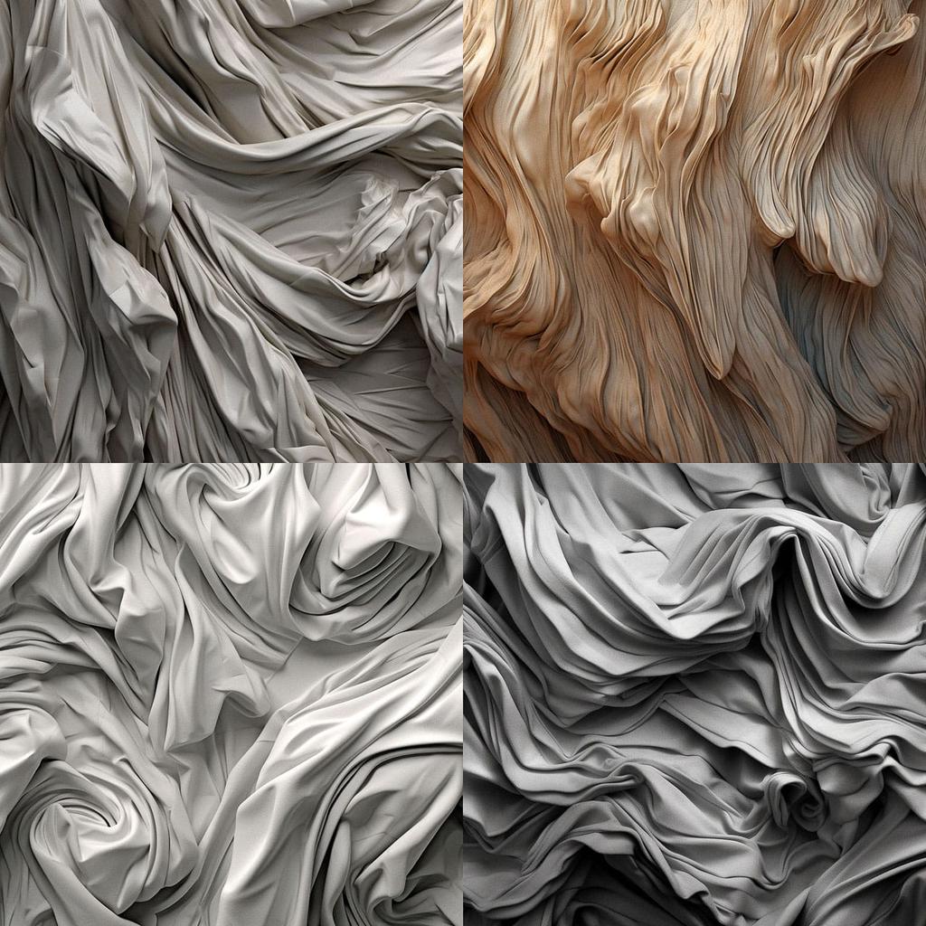 Crinkled texture style, Midjourney V5.1, render 1 of 4