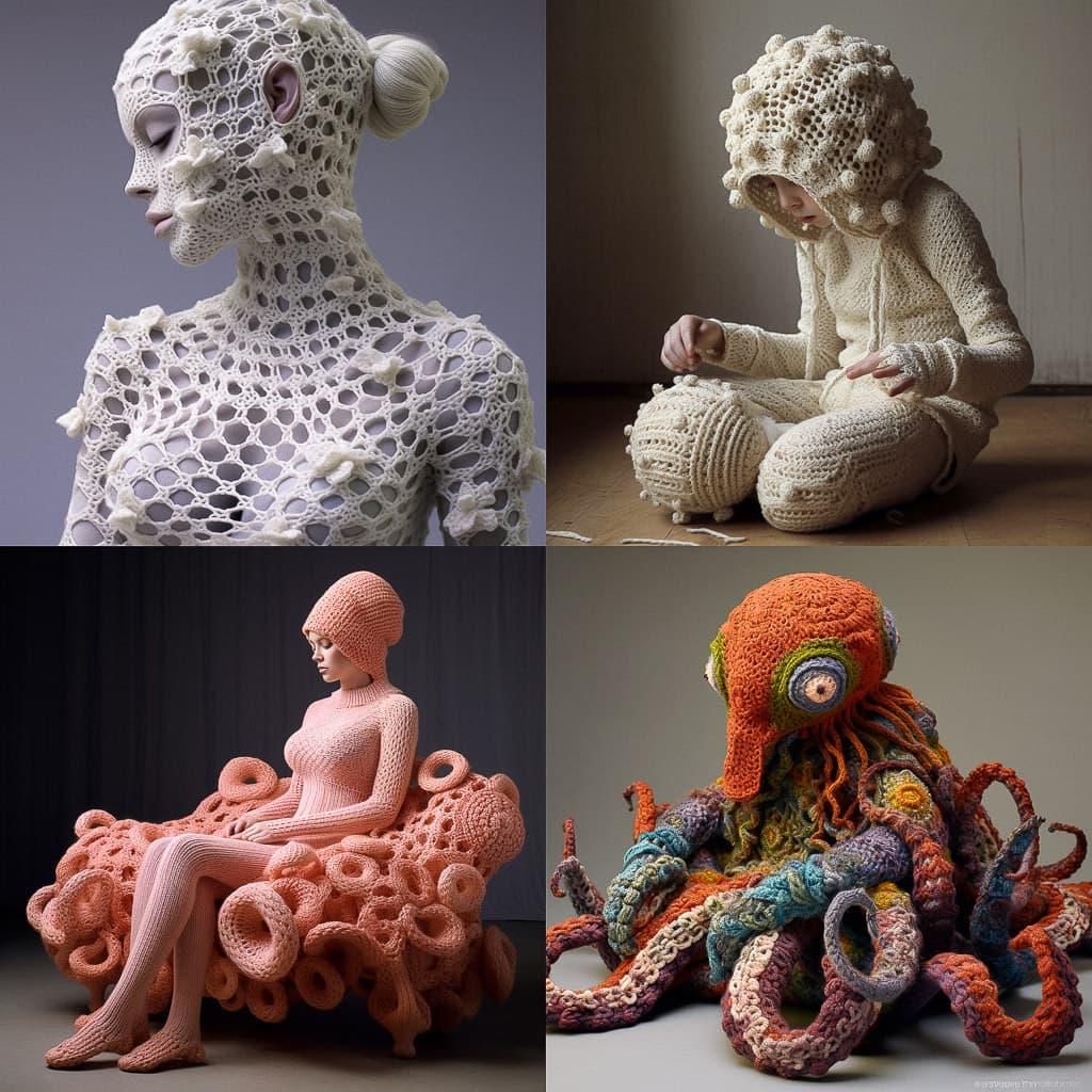 Crocheted style, Midjourney V5.1, render 1 of 4