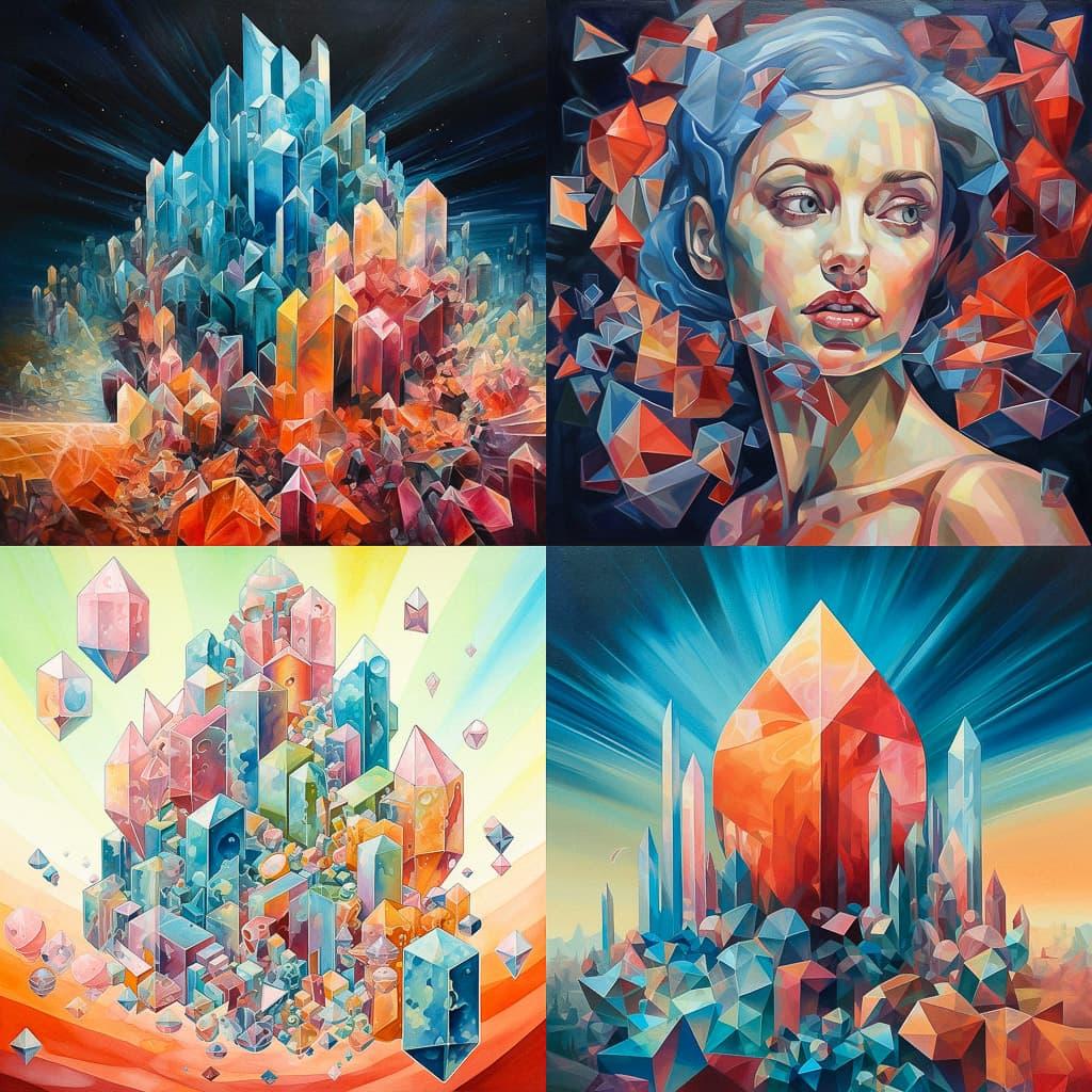 Crystal Cubism style, Midjourney V5.1, render 1 of 4