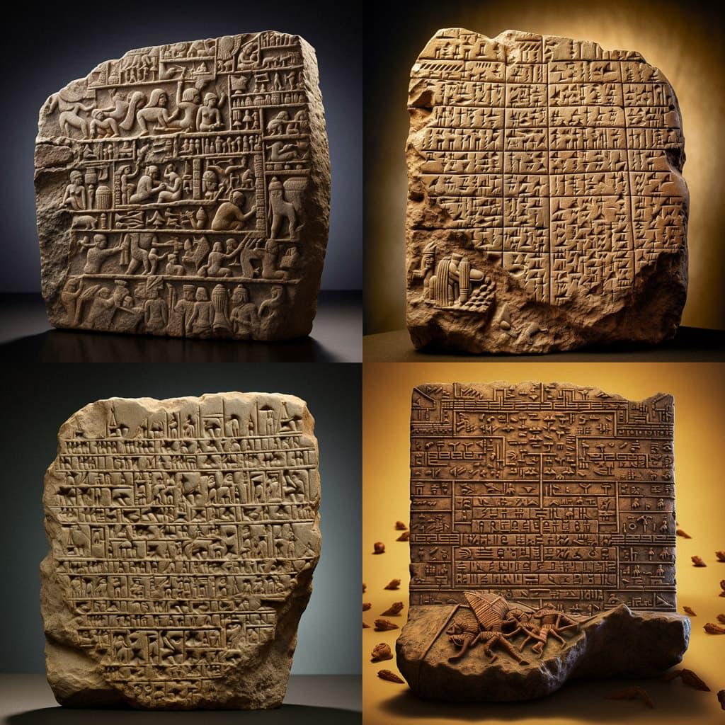 Cuneiform style, Midjourney V5.1, render 1 of 4