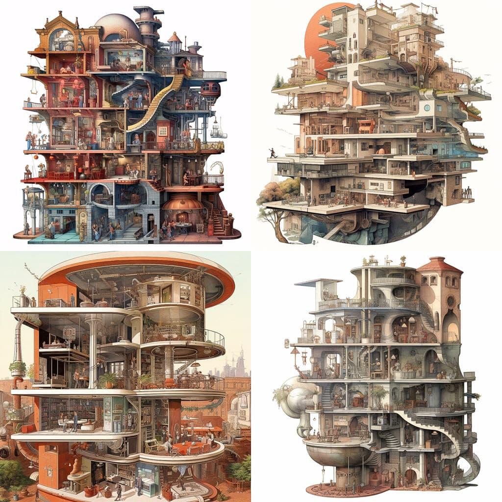 Cutaway view style, Midjourney V5.1, render 1 of 4